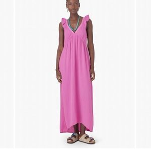 XiRENA Pink Ruffle-Shoulder Maxi Dress